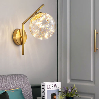 European Full Star Iron Glass Ball LED Wall Sconce Lamp