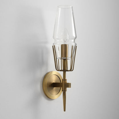 Retro Iron Glass Cylinder 1/2 Light Wall Sconce Lamp