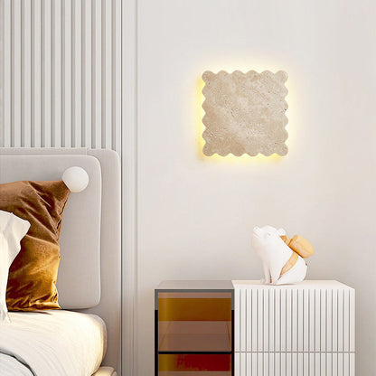 Japanese Travertine Corrugated Square LED Wall Sconce Lamp