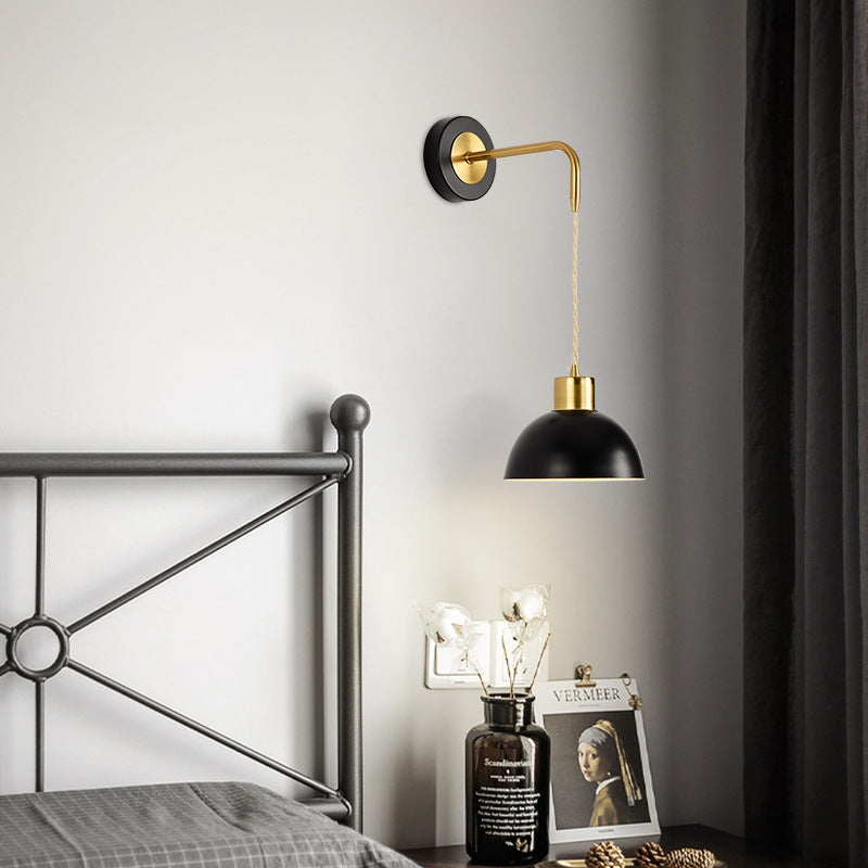 Half Circle Pendant Wire Iron 1-Light Wall Sconce Lamp