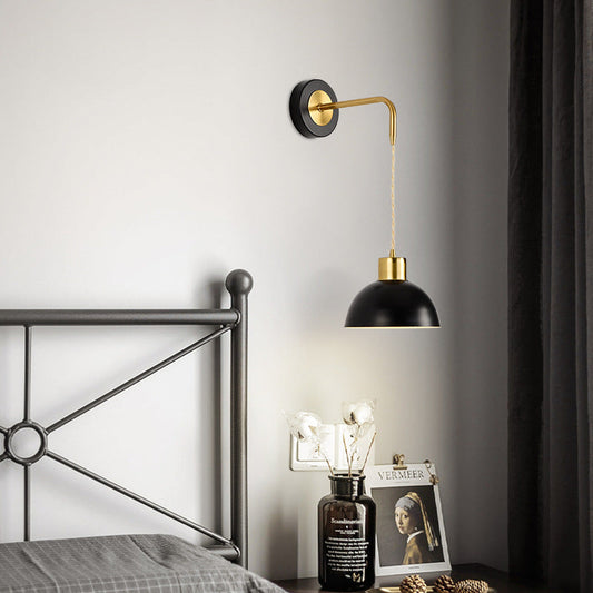 Half Circle Pendant Wire Iron 1-Light Wall Sconce Lamp