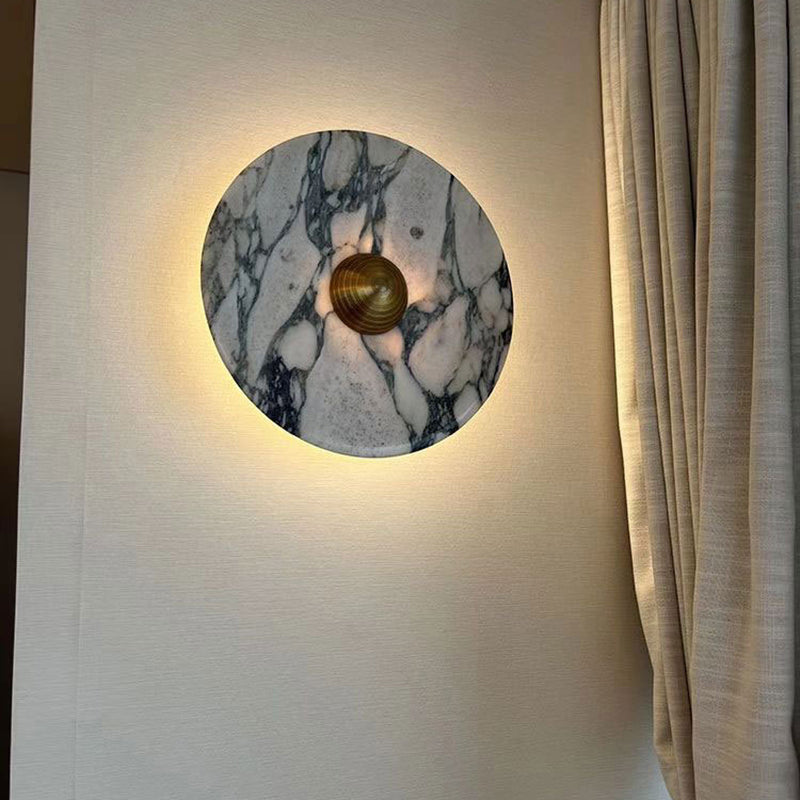 Scandinavian Round Metal Marble LED Wall Sconce Lamp