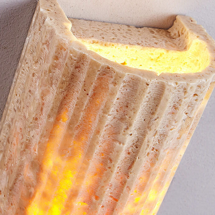 Japanese Travertine Half-Cylinder LED Wall Sconce Lamp