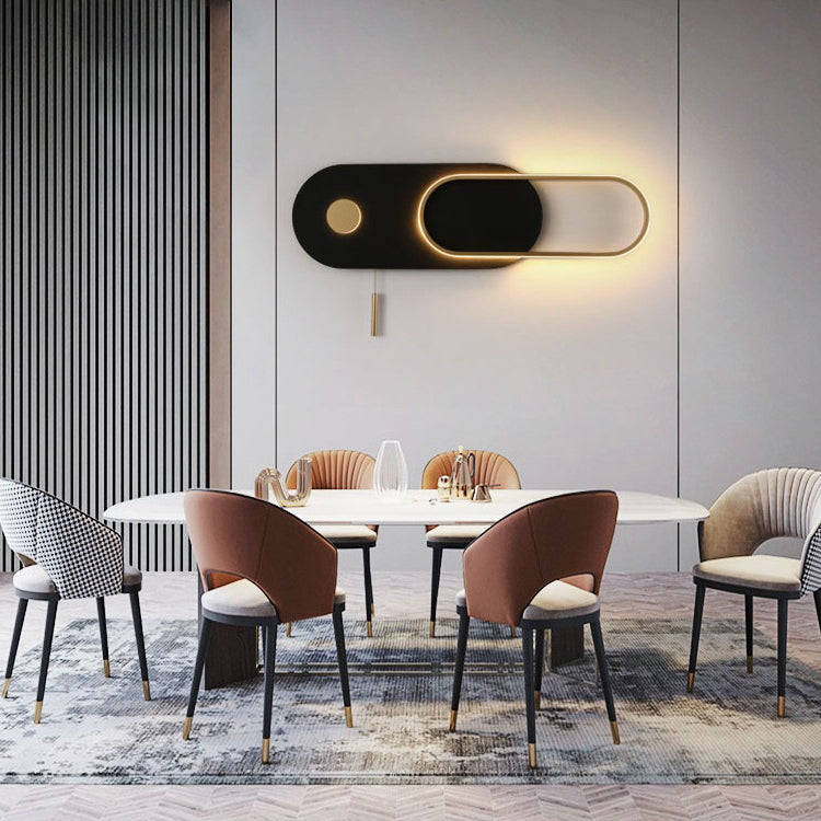Nordic Iron Acrylic Round Elliptical LED Wall Sconce Lamp