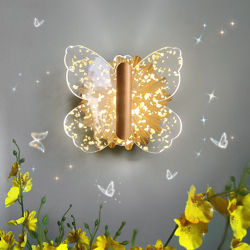 Luxury Hardware Acrylic Butterfly LED Wall Sconce Lamp