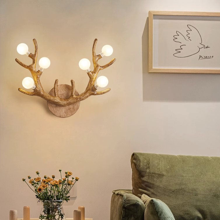 Resin Tree Branch Glass Ball 6-Light Wall Sconce Lamp