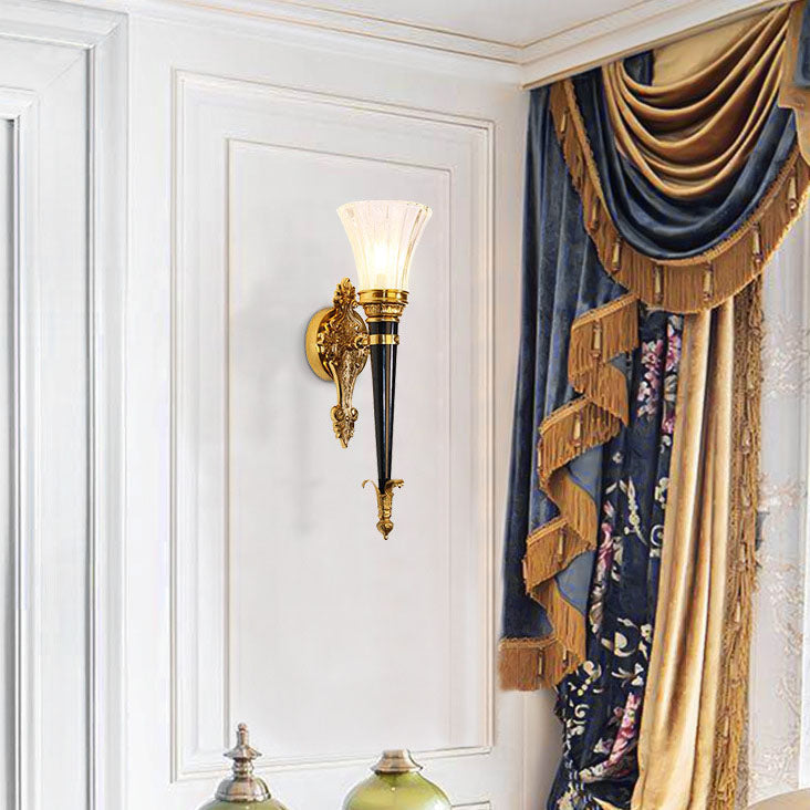 Full Copper Frame Horn Shade 1-Light Wall Sconce Lamp