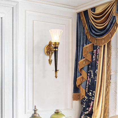 Full Copper Frame Horn Shade 1-Light Wall Sconce Lamp