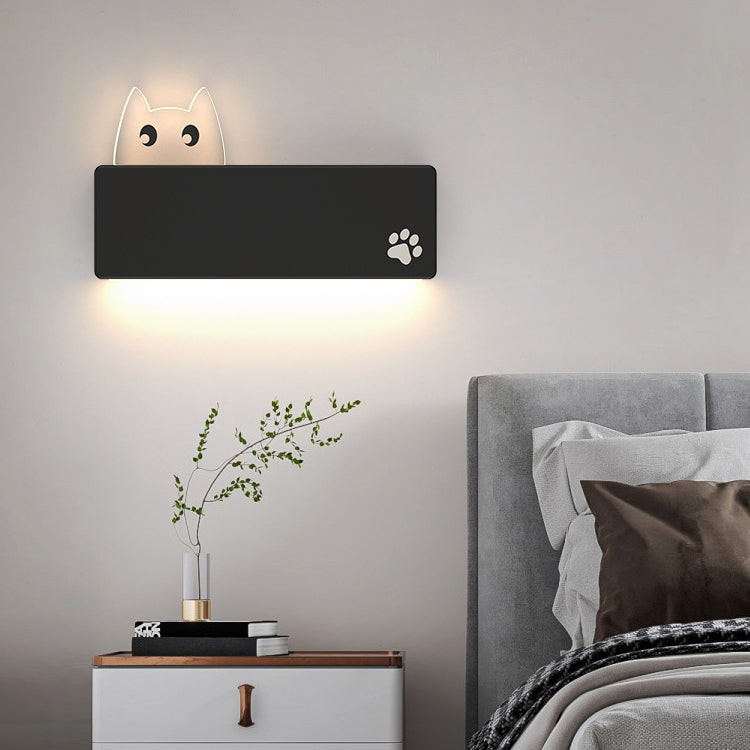 Simplicity Animal Cat Rectangular Iron LED Wall Sconce Lamp