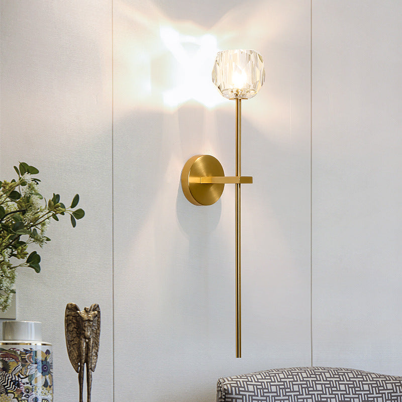 Mid-Century Iron Straight Pole 1-Light Wall Sconce Lamp