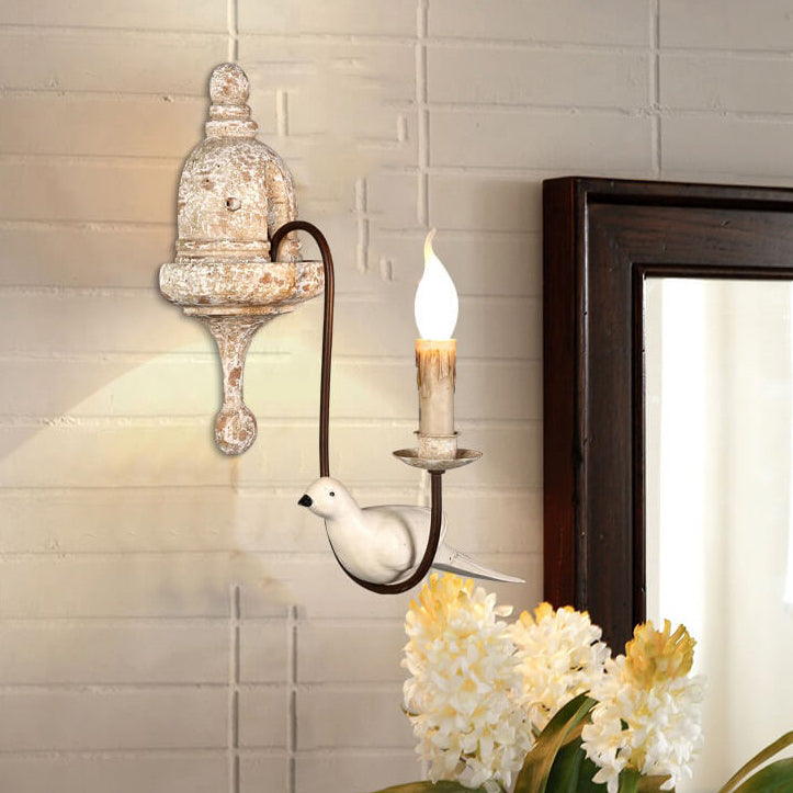 Vintage Wooden Bird Sconce 1/2 Light Wall Sconce Lamp