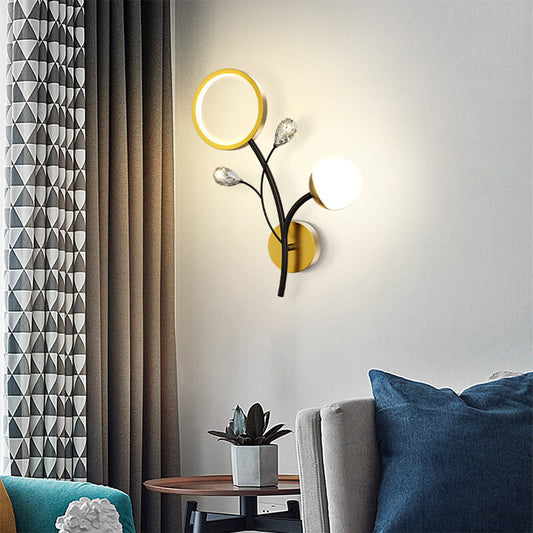 European Shape Iron Acrylic Crystal LED Wall Sconce Lamp