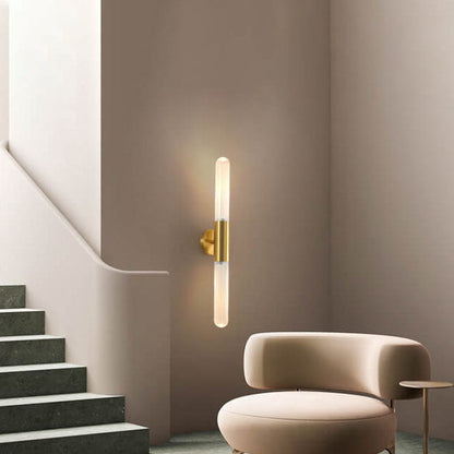 Light Long Gold Clear Copper Glass 1-Light Wall Sconce Lamp