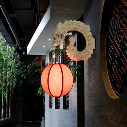 Chinese Flying Dragon Design 1-Light Wall Sconce Lamp