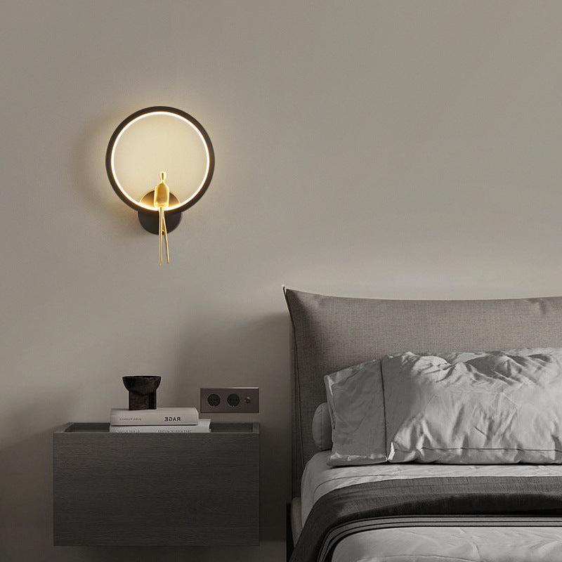 Nordic Minimalist Round Full Copper LED Wall Scone Lamp
