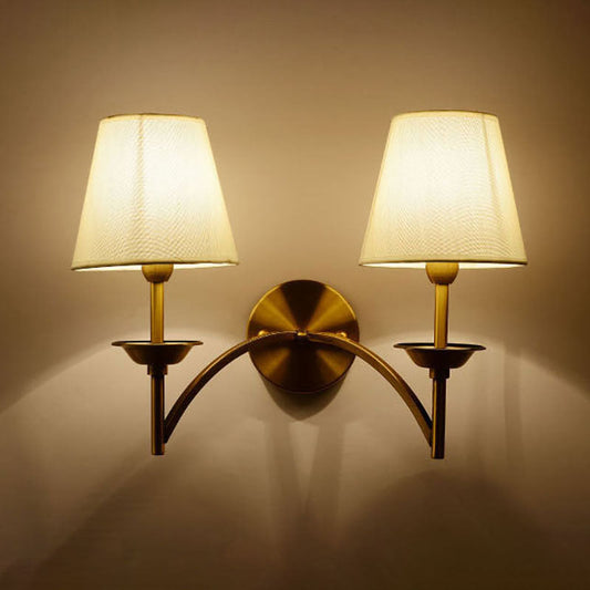 Mid-Century Iron Fabric Cylinder 1/2 Light Wall Sconce Lamp