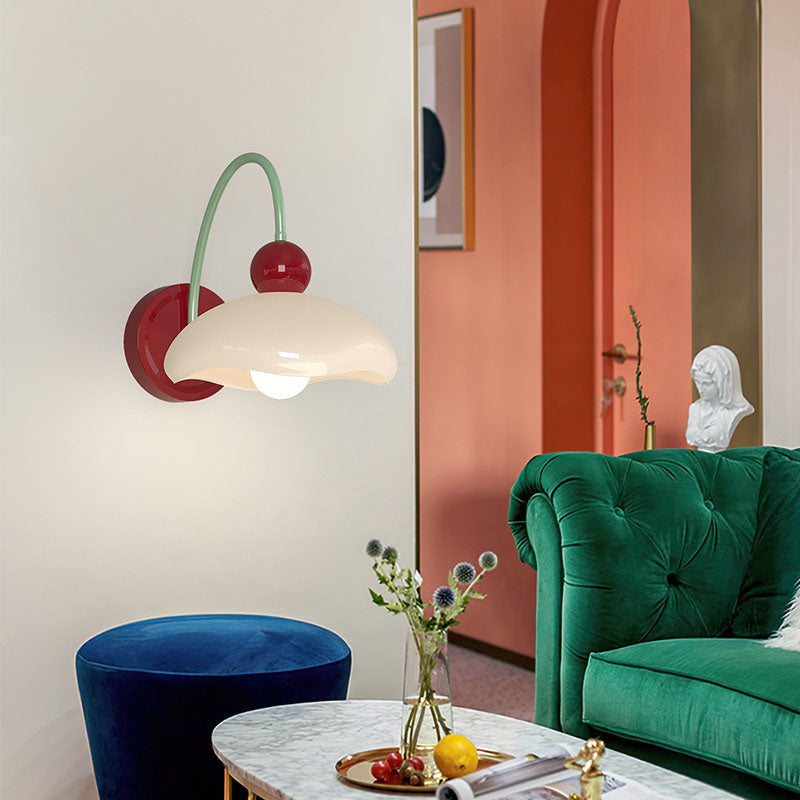 Disc Spherical Iron Glass 1-Light Wall Sconce Lamp