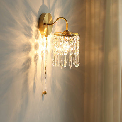 Round Shell Crystal Iron Frame 1-Light Wall Sconce Lamp