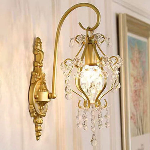 European Light Luxury Crystal Iron 1-Light Wall Sconce Lamp