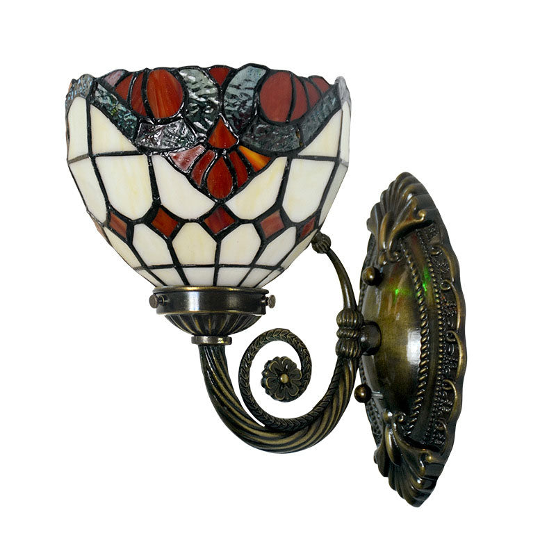 Tiffany Circle Curved Iron Glass 1-Light Wall Sconce Lamp