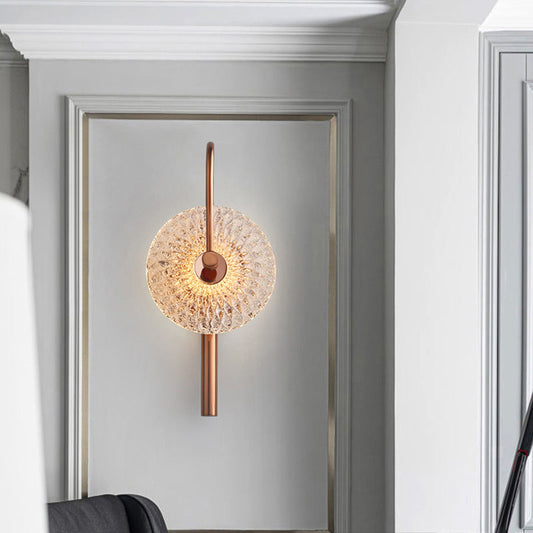 Minimalist Round Stainless Steel Glass LED Wall Sconce Lamp