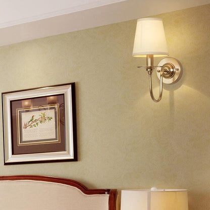 Scandinavian Bent Brass Fabric 1-Light Wall Sconce Lamp