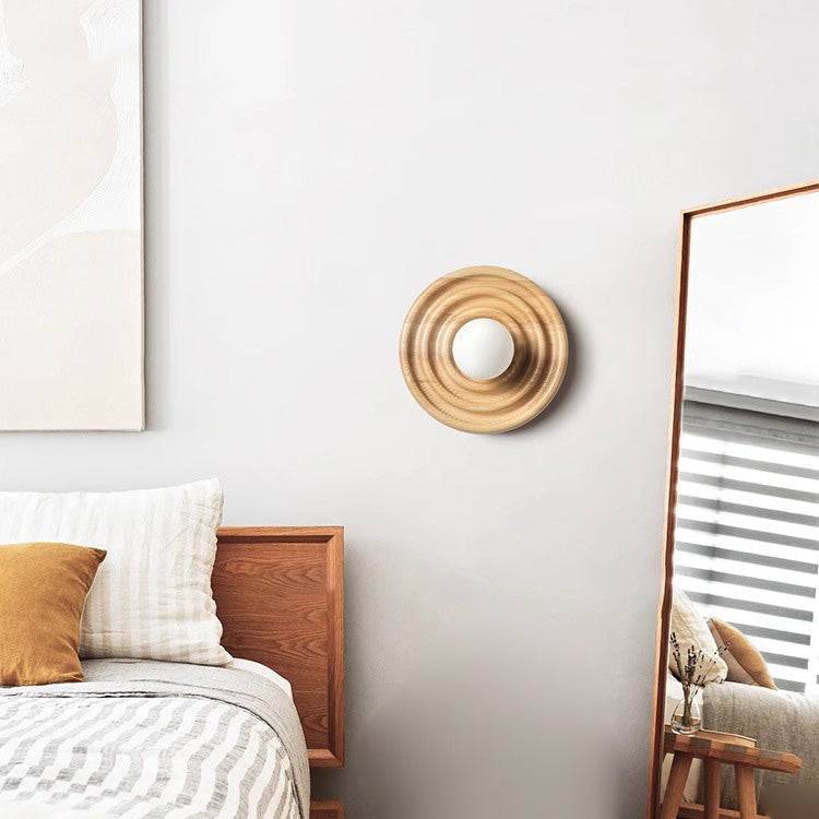 Japanese Ring Glass Ball Shade 1-Light Wall Sconce Lamp