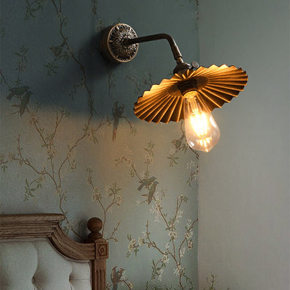 All Copper Round Pleats 1-Light Wall Sconce Lamp