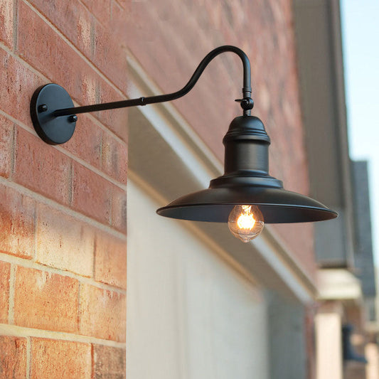 Traditional Horn Iron 1-Light Outdoor Wall Sconce Lamp