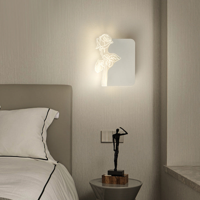 Art Deco Acrylic Rose Flower Shade LED Wall Sconce Lamp