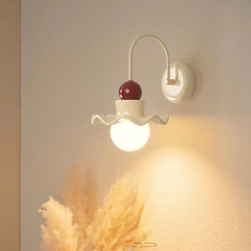 Round Disc Base PE Resin Iron 1-Light Wall Sconce Lamp