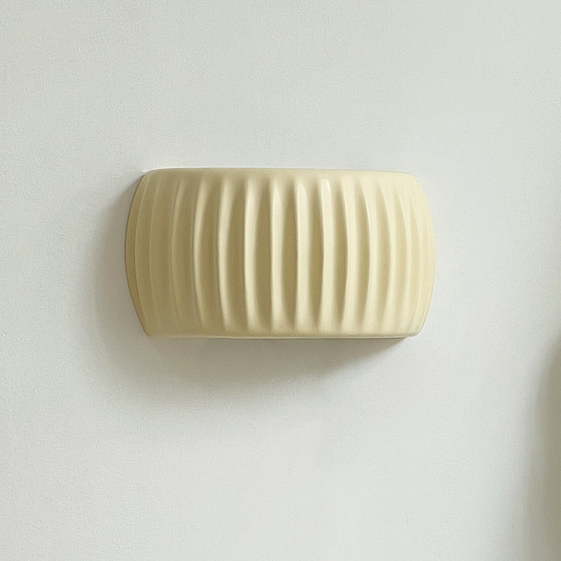 Cream Resin Semi-circular Shade 2-Light Wall Sconce Lamp