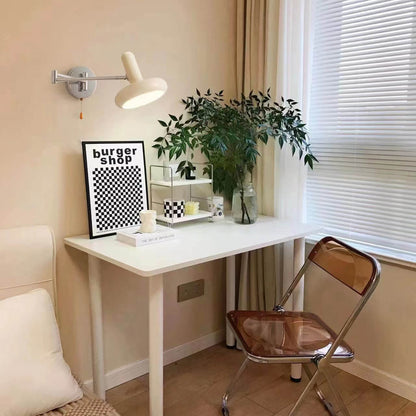 Cream Rocker Arm Round Retractable 1-Light Wall Sconce Lamp