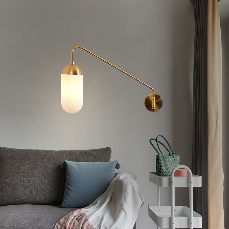 Iron Column 1-Light Swing Arm Long Pole Wall Sconce Lamp