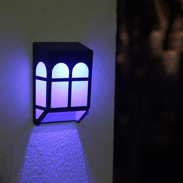 Solar Fence Square RGB Color LED Fence Wall Sconce Lamp