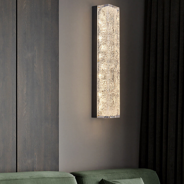Luxury Brass Clear Resin Rectangular LED Wall Sconce Lamp