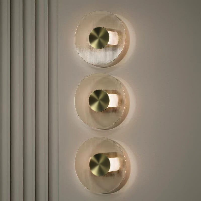 Light Luxury Hardware Disc Glass LED Wall Sconce Lamp