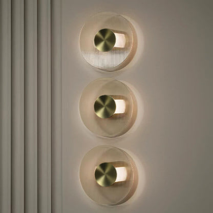 Light Luxury Hardware Disc Glass LED Wall Sconce Lamp