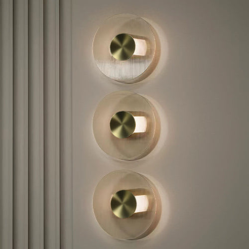 Light Luxury Hardware Disc Glass LED Wall Sconce Lamp