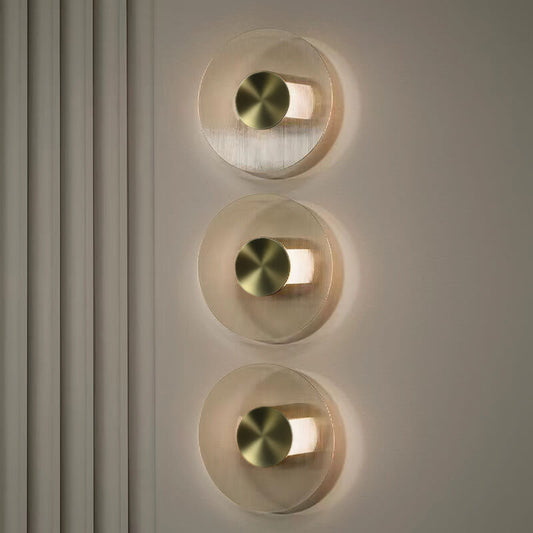 Light Luxury Hardware Disc Glass LED Wall Sconce Lamp
