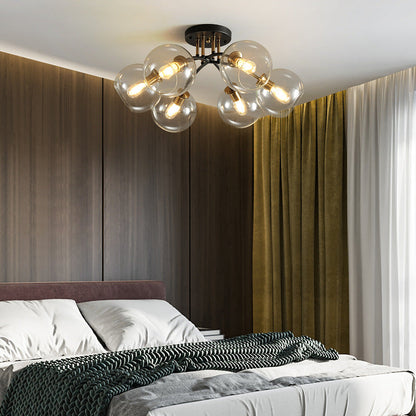 Modern Light Luxury Glass Magic Bean Round 4/6/8 Light Semi-Flush Mount Ceiling Light