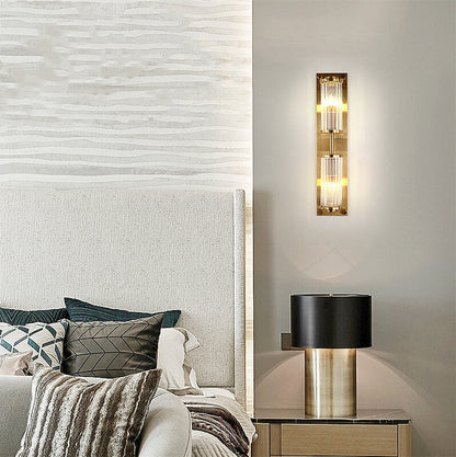 Light Luxury Crystal Strip Square 2-Light Wall Sconce Lamp