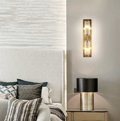 Light Luxury Crystal Strip Square 2-Light Wall Sconce Lamp