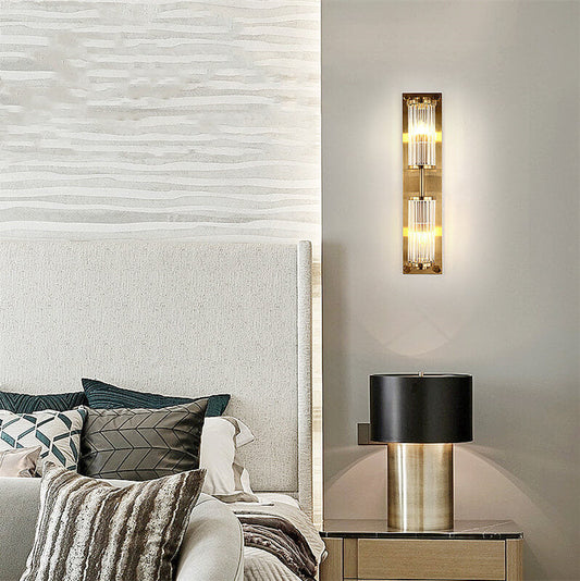 Light Luxury Crystal Strip Square 2-Light Wall Sconce Lamp