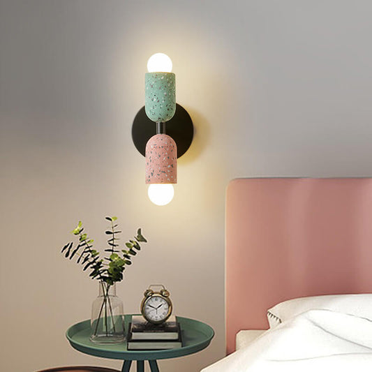 Japanese Stone Shaped Iron Cement 2-Light Wall Sconce Lamp