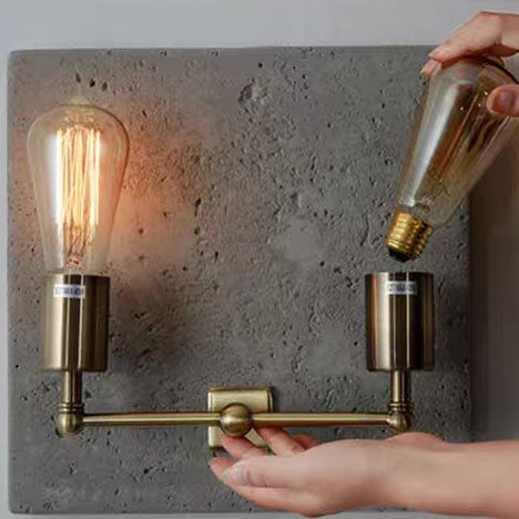 Scandinavian Iron Cement Plaster 2-Light Wall Sconce Lamp