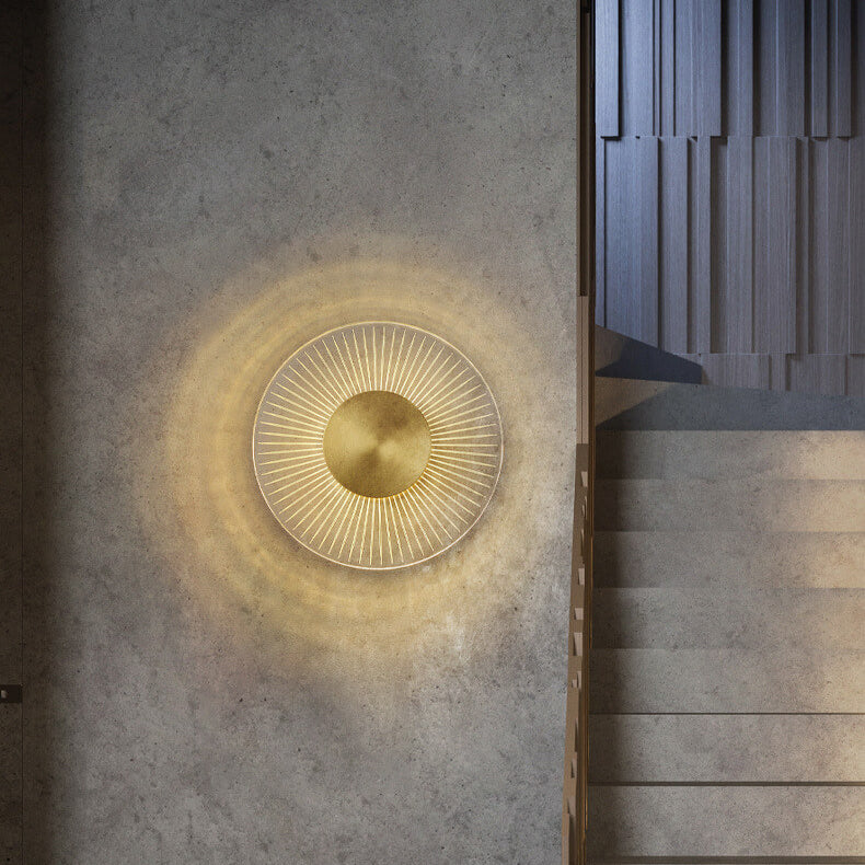 Full Copper Round Line Design LED Wall Sconce Lamp