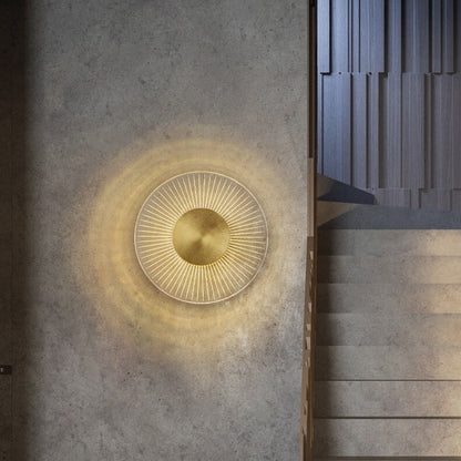 Full Copper Round Line Design LED Wall Sconce Lamp