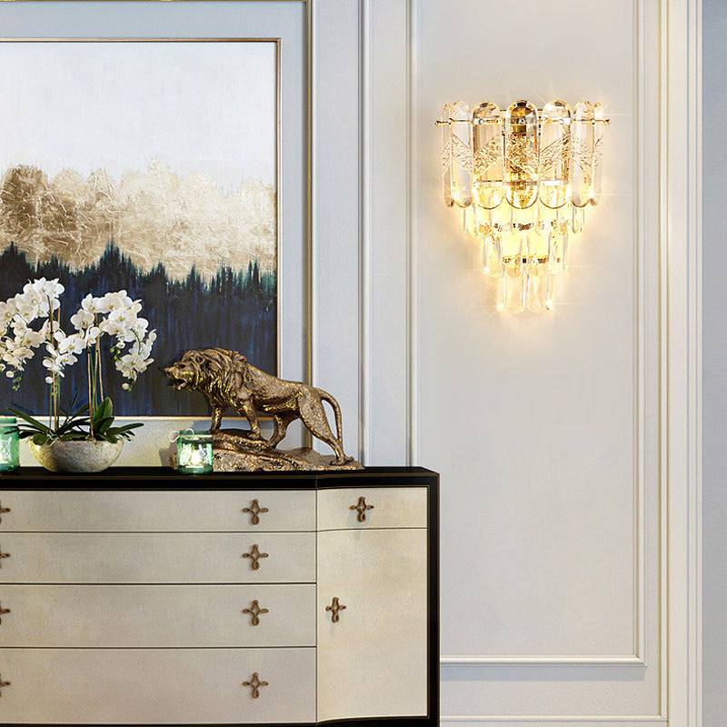 Brilliant Crystal Stack Iron 2-Light Wall Sconce Lamp