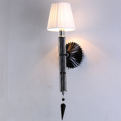 European Light Crystal Fabric 1-Light Wall Sconce Lamp